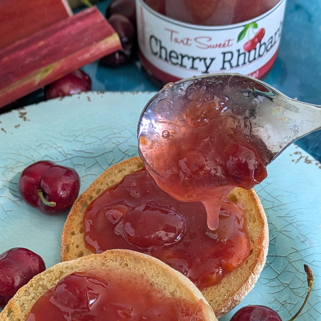 Paradigm Foodworks Cherry Rhubarb Jam on English Muffins