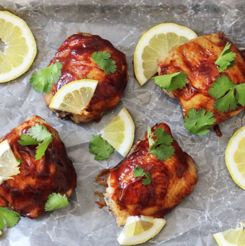 Paradigm Foodworks Kansas City BBQ Sauce on chicken thighs